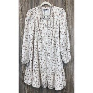 Frye Dress L Ruffle Neck Button Front Bobo Cottagecore Prairie Soft Floral
